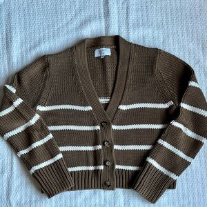 La Ligne Mini Marina Brown and White Striped Cardigan